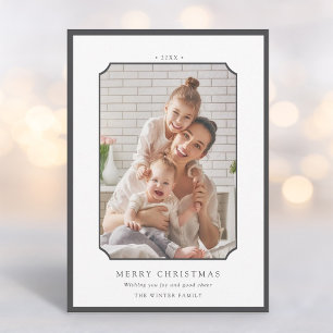 Charcoal Minimal Merry Christmas Photo Holiday Card