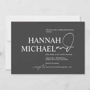 Charcoal Minimalism Wedding Rehearsal Dinner Invitation