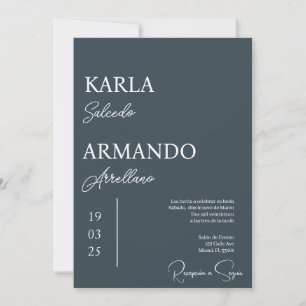Charcoal minimalist wedding invitation spanish