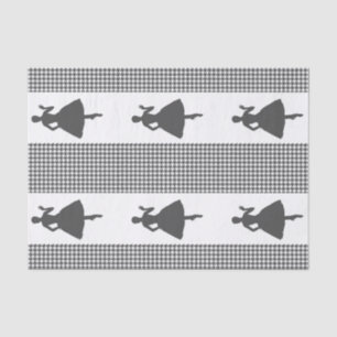 Charcoal Modern Houndstooth w/ Fashion Silhouette Tissue Paper