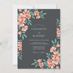Charcoal Moody Botanical Wedding Invitation