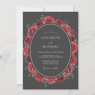 Charcoal Moody Rose Wedding Invitation