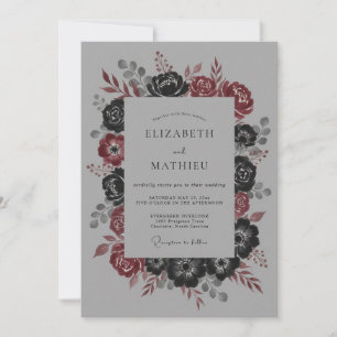 Charcoal Moody Winter Wedding Invitation