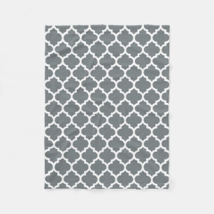 Charcoal Moroccan Quatrefoil Pattern #5 Fleece Blanket