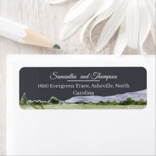 CHARCOAL Mountain Forest Arch Rustic Woodland La Return Address Label