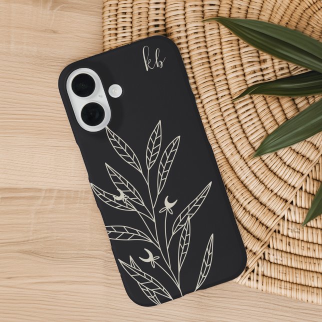 Charcoal | Mystic Boho Botanical Monogram Case-Mate iPhone Case (Creator Uploaded)