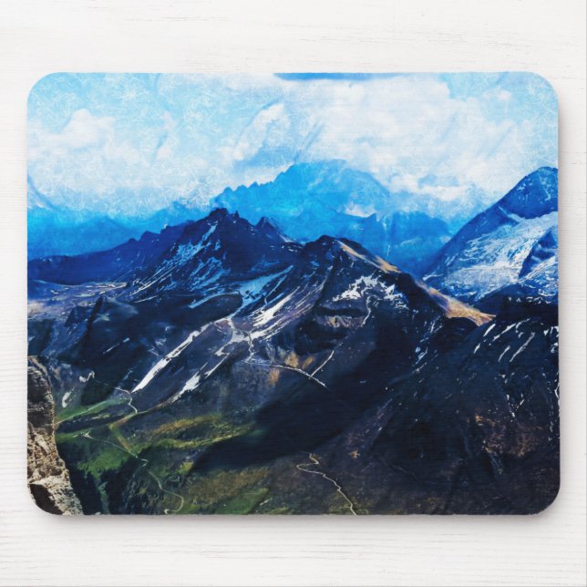 Charcoal Painting - Dolomites Mountains in Italy Mouse Pad (Front)