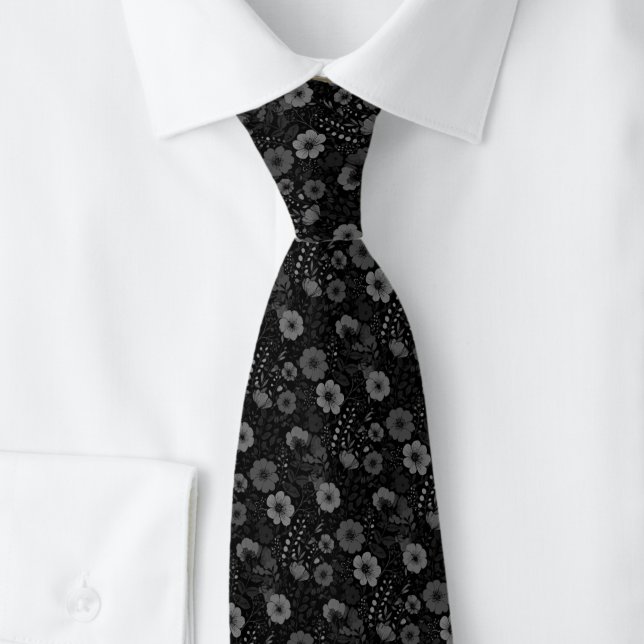 Charcoal Pansies Tie (Creator Uploaded)