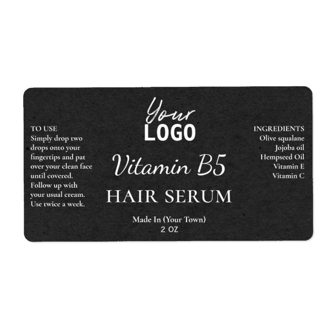 Charcoal Paper Texture Vitamin B5 Serum Labels (Front)