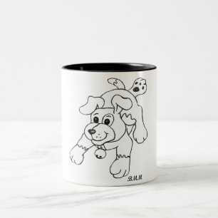 Charcoal Pencil Dog Two-Tone Coffee Mug