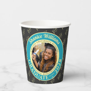Charcoal Photo Modern Graduation Party Paper Cups