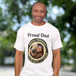 Charcoal Photo Modern Graduation Proud Dad T-Shirt
