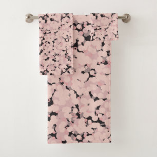charcoal pink gray abstract bath towel set