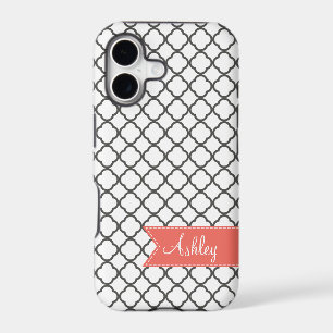 Charcoal Quatre Foil with Custom Monogram Ribbon