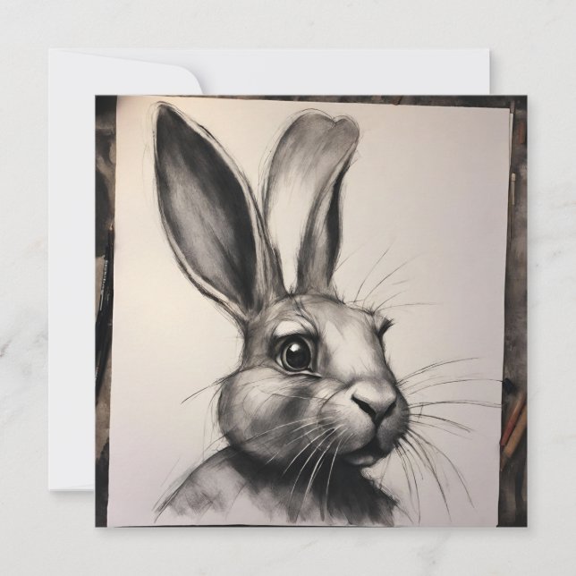 Charcoal Rabbit Sketch (Front)