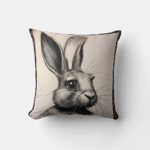 Charcoal Rabbit Sketch Cushion