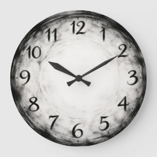 Charcoal Rhythm — Abstract Large Clock