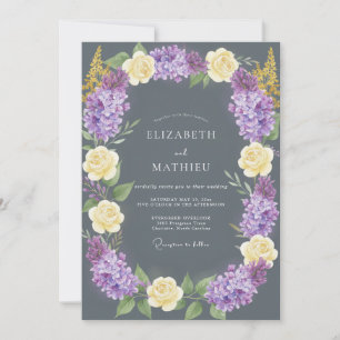Charcoal Romantic Lilac Wedding Invitation