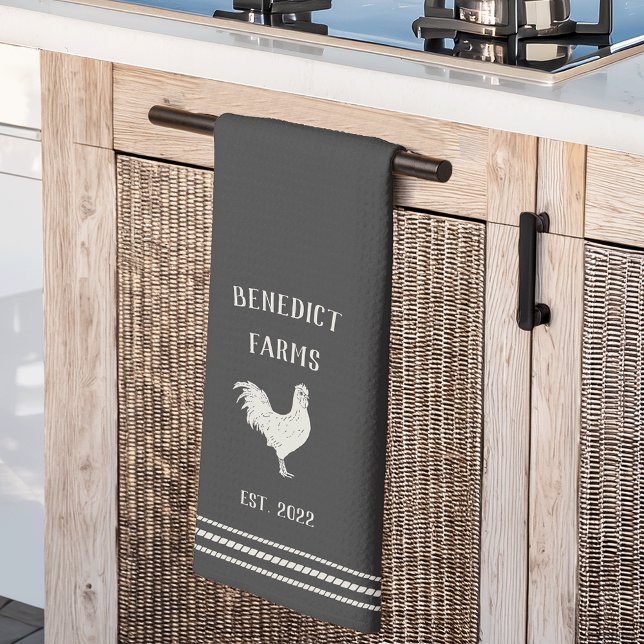 Charcoal Rustic Personalised Farm Name Tea Towel (Creator Uploaded)