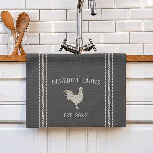 Charcoal Rustic Personalised Farm Name Tea Towel
