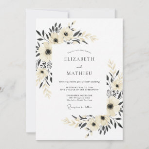 Charcoal Serene Minimalist Wedding Invitation
