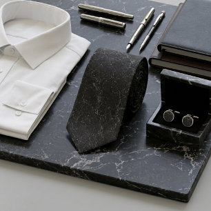 Charcoal & Silver Smoke Marble Tie