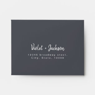 Charcoal simple handwritten script wedding RSVP Envelope