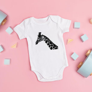 Charcoal Sketch Giraffe  Baby Bodysuit