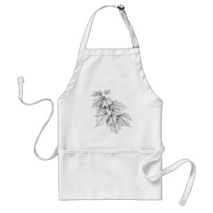 Charcoal Sketch of Autumn Leaves Standard Apron