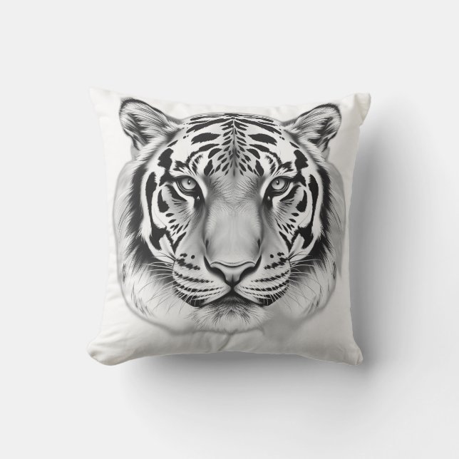 Charcoal Sketch of Tiger Face Cushion (Front)