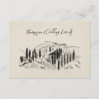 Charcoal Sketched Italian Winery Wedding Rsvp