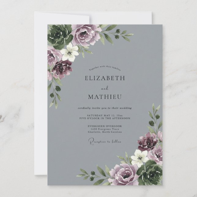 Charcoal Sophisticated Winter Wedding Invitation (Front)