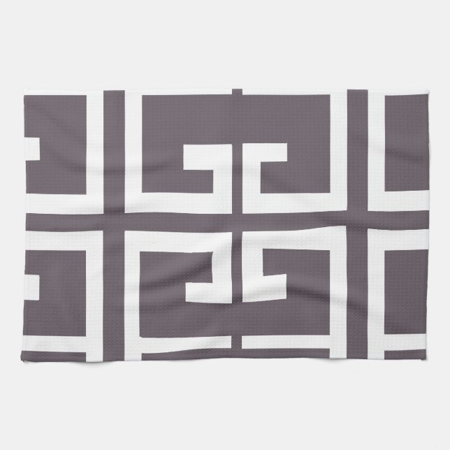 Charcoal Spanish Tile Tea Towel (Horizontal)