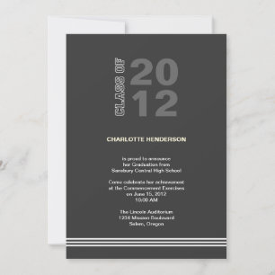 Charcoal sport stripe graduation class invitation