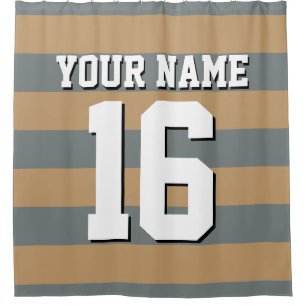 Charcoal Sports Jersey Preppy Stripe Shower Curtain