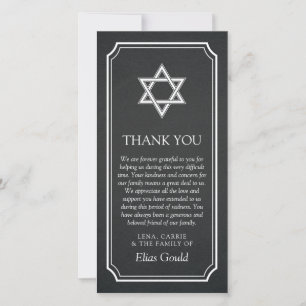 Charcoal Star of David Memorial Service Thank You Card