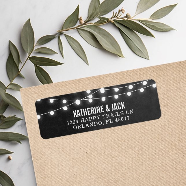 Charcoal String Lights Wedding Address Labels (Creator Uploaded)