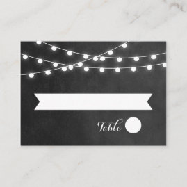 Charcoal String Lights Wedding Escort Cards