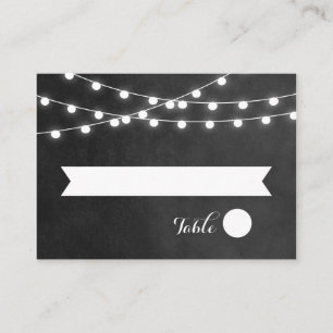 Charcoal String Lights Wedding Escort Cards