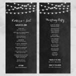 Charcoal String Lights Wedding Program<br><div class="desc">Chic modern summer wedding ceremony program template with simple elegant glowing string lights hanging across the top on a printed faux watercolor texture background. A simple and stylish preppy design, perfect for summer! Click the CUSTOMIZE IT button to customise text and fonts, move text around and create your own unique...</div>