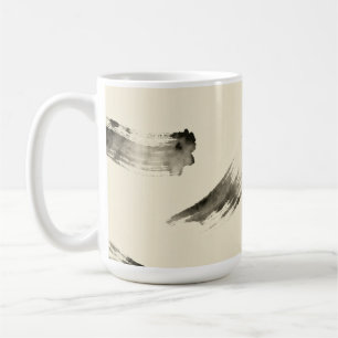 Charcoal Strokes Pattern   Minimal Beige Abstract  Coffee Mug