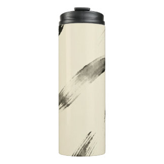 Charcoal Strokes Pattern | Minimal Beige Abstract Thermal Tumbler