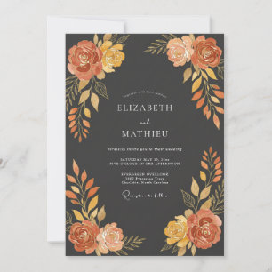 Charcoal Sumptuous Fall Wedding Invitation