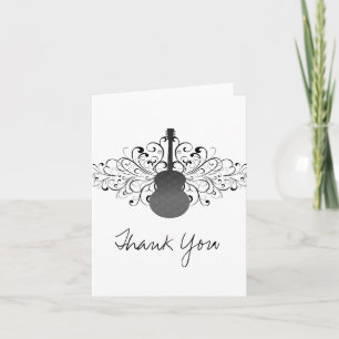 Charcoal Swirls Guitar Thank You Card