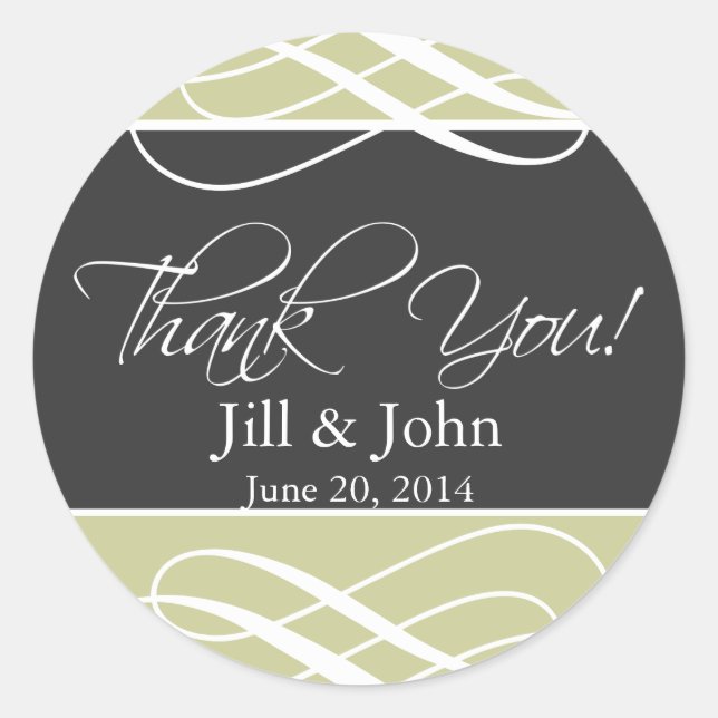 Charcoal Taupe Thank You Favour Labels Wedding (Front)