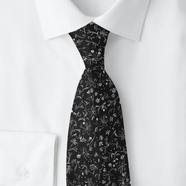Charcoal Tiny Flowers Tie (Creator Uploaded)
