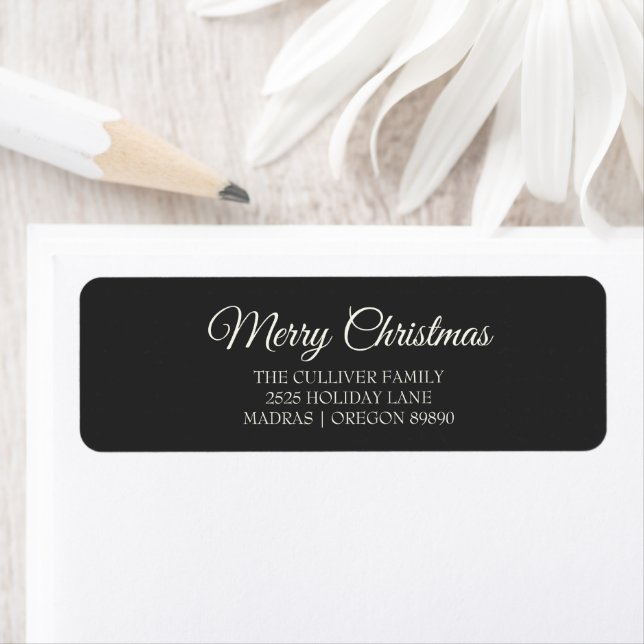 Charcoal Very Merry Christmas Return Address Label (Insitu)