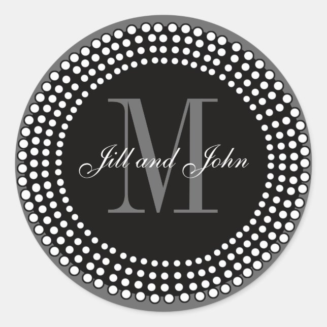 Charcoal Wedding Custom Monogram & Names Label (Front)