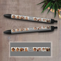 Charcoal White 8 Photo Collage Custom Monogram