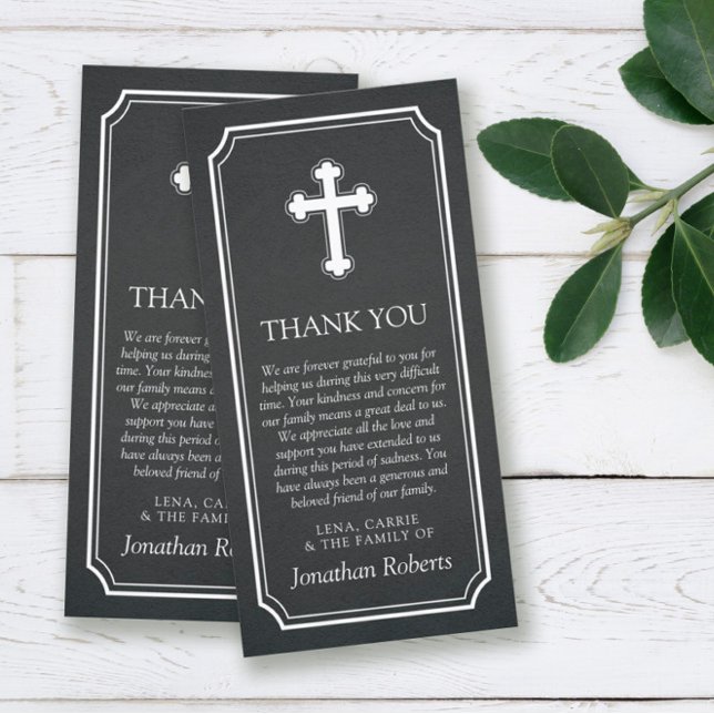 Charcoal White Cross Memorial Service Thank You Card (Creator Uploaded)